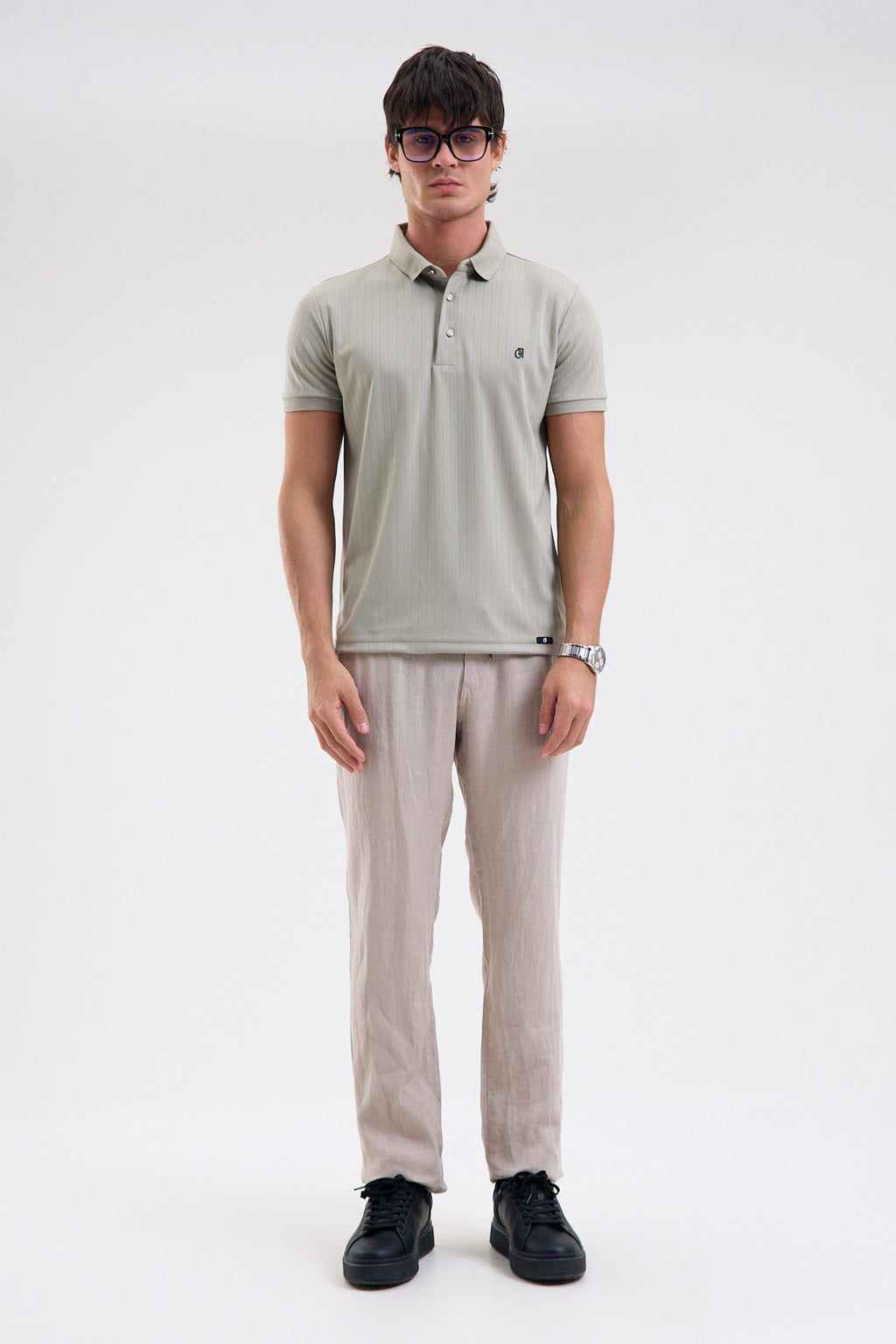 Textured Microfiber Stretch Polo Shirt