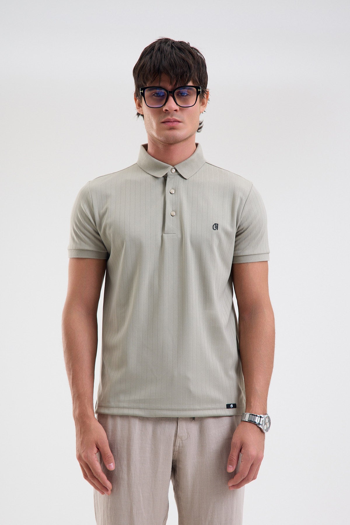Textured Microfiber Stretch Polo Shirt