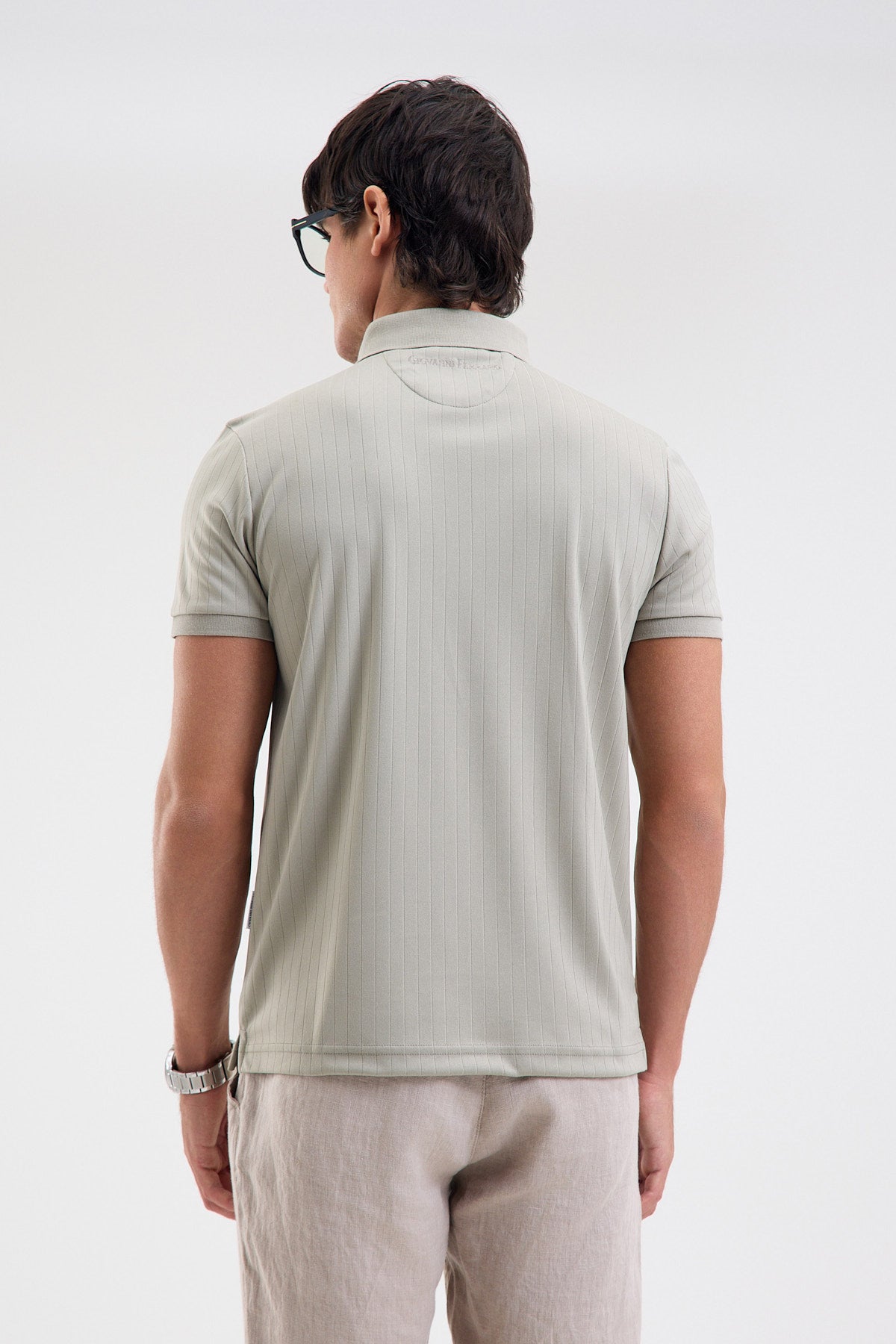 Textured Microfiber Stretch Polo Shirt