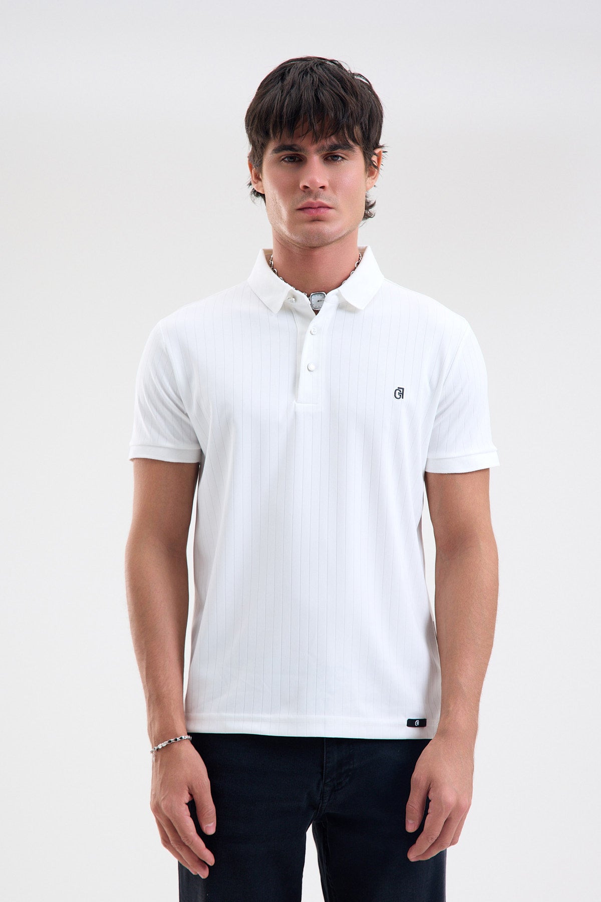 Textured Microfiber Stretch Polo Shirt