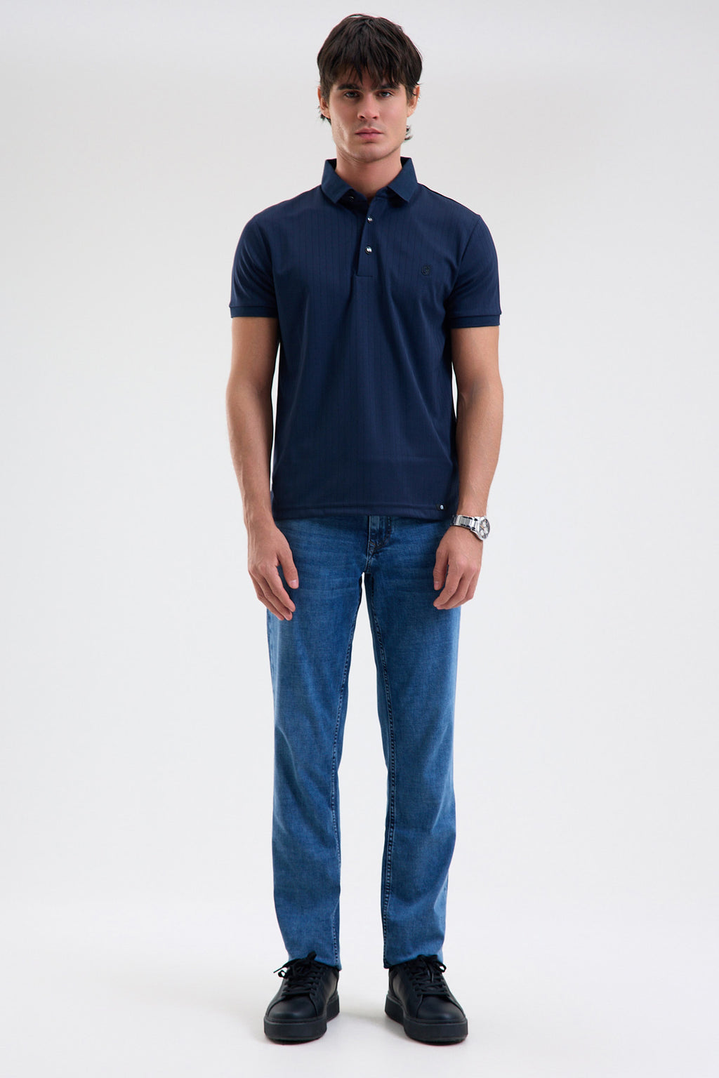 Textured Microfiber Stretch Polo Shirt
