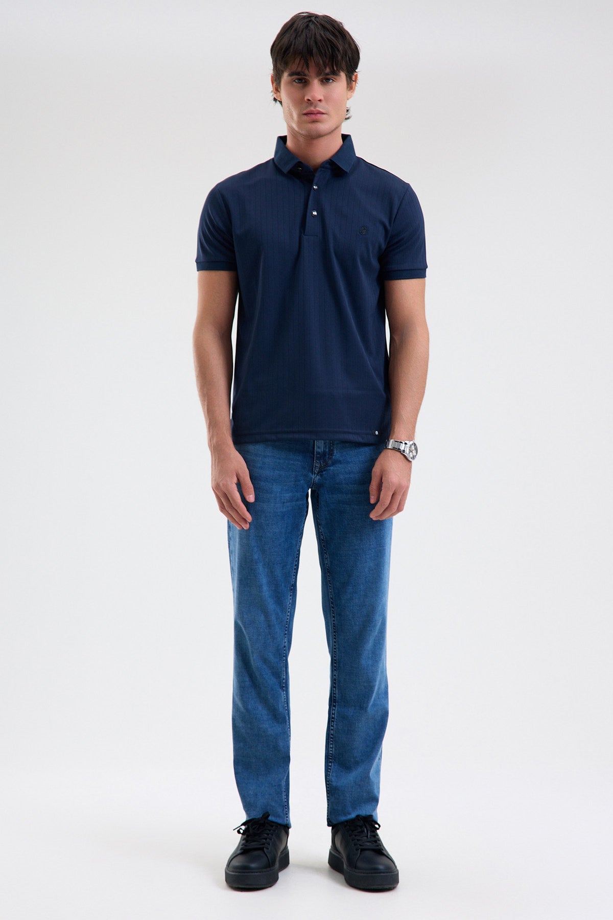 Textured Microfiber Stretch Polo Shirt