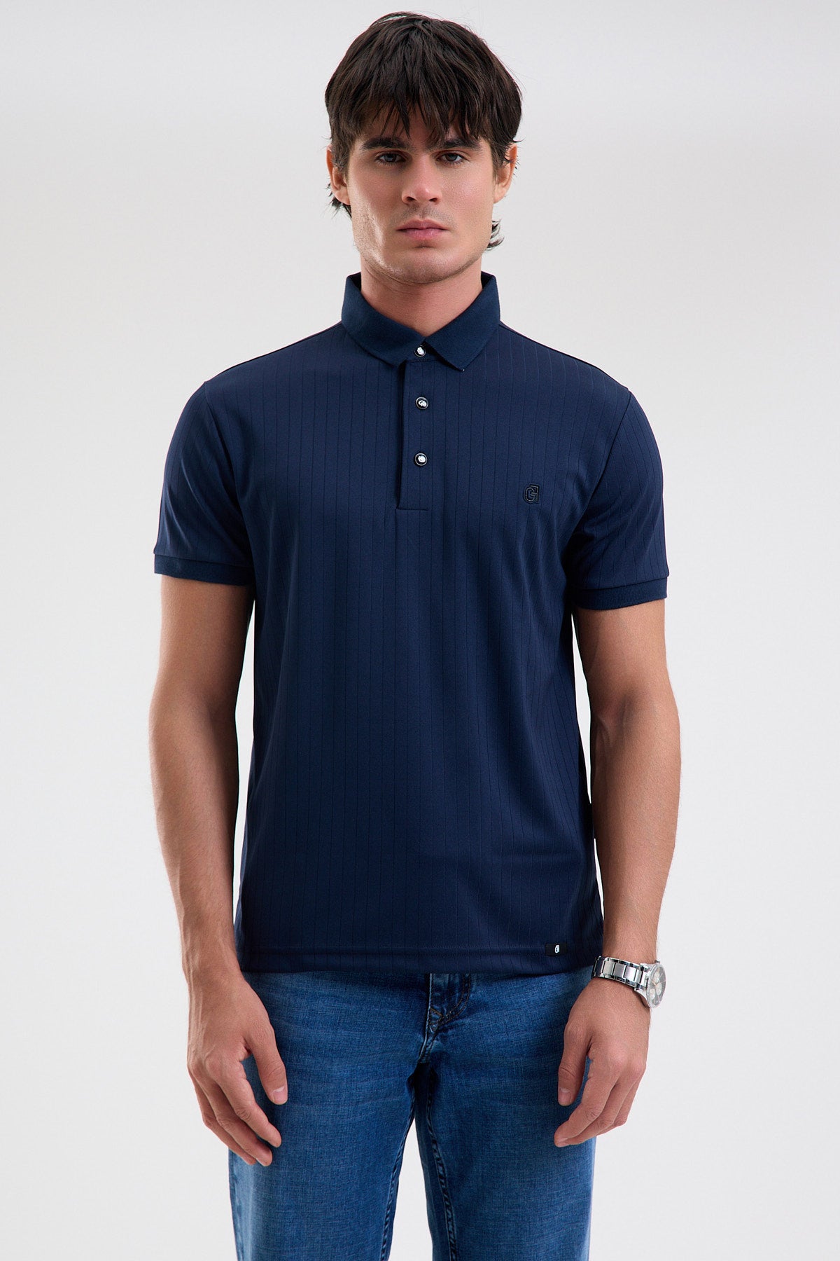 Textured Microfiber Stretch Polo Shirt