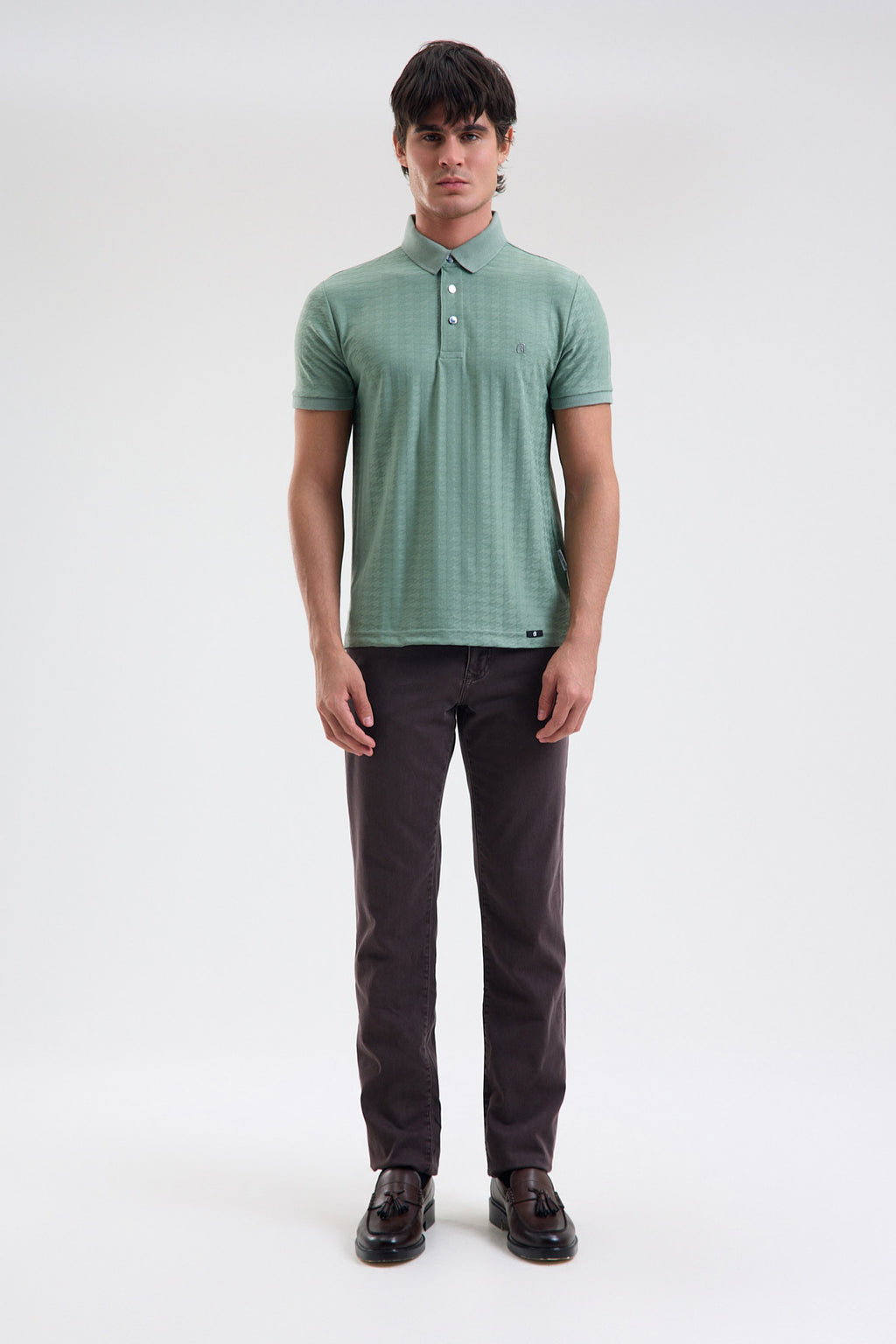 Patterned Microfiber Stretch Polo Shirt