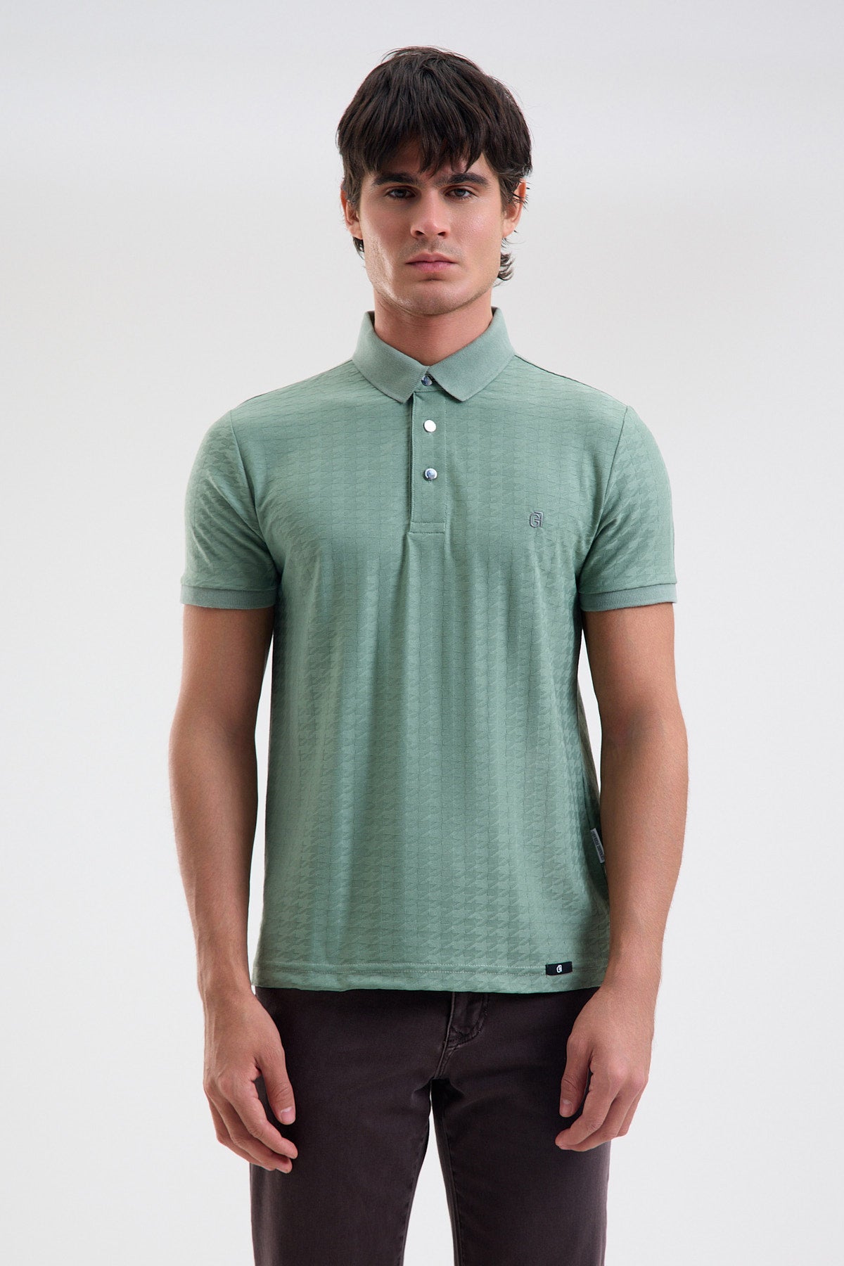 Patterned Microfiber Stretch Polo Shirt