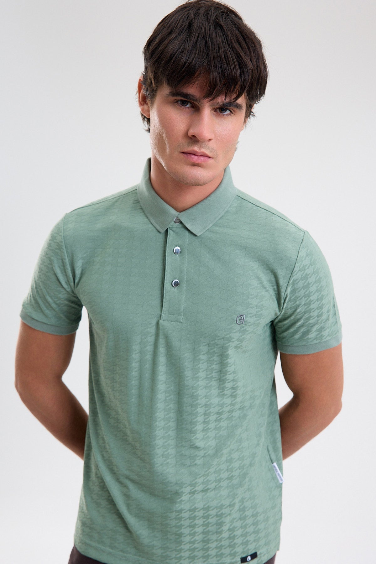 Patterned Microfiber Stretch Polo Shirt