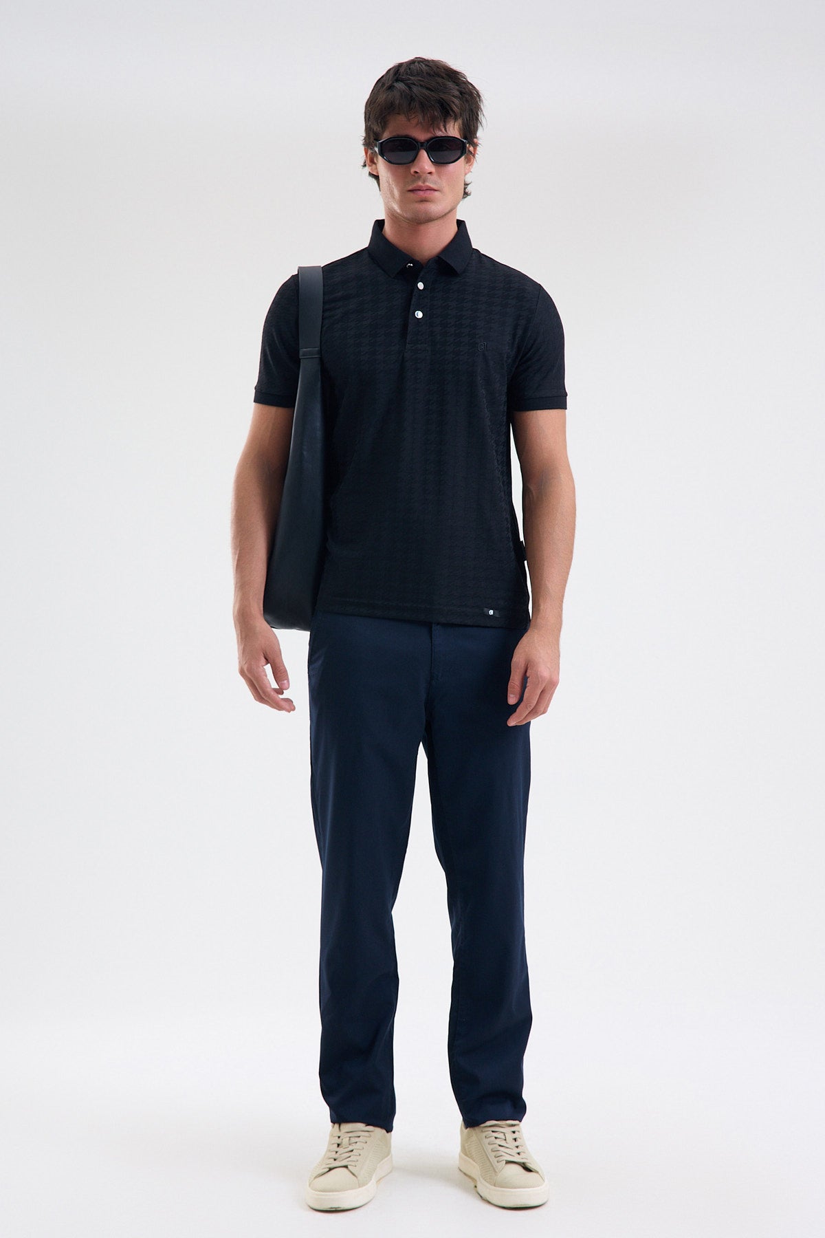 Patterned Microfiber Stretch Polo Shirt