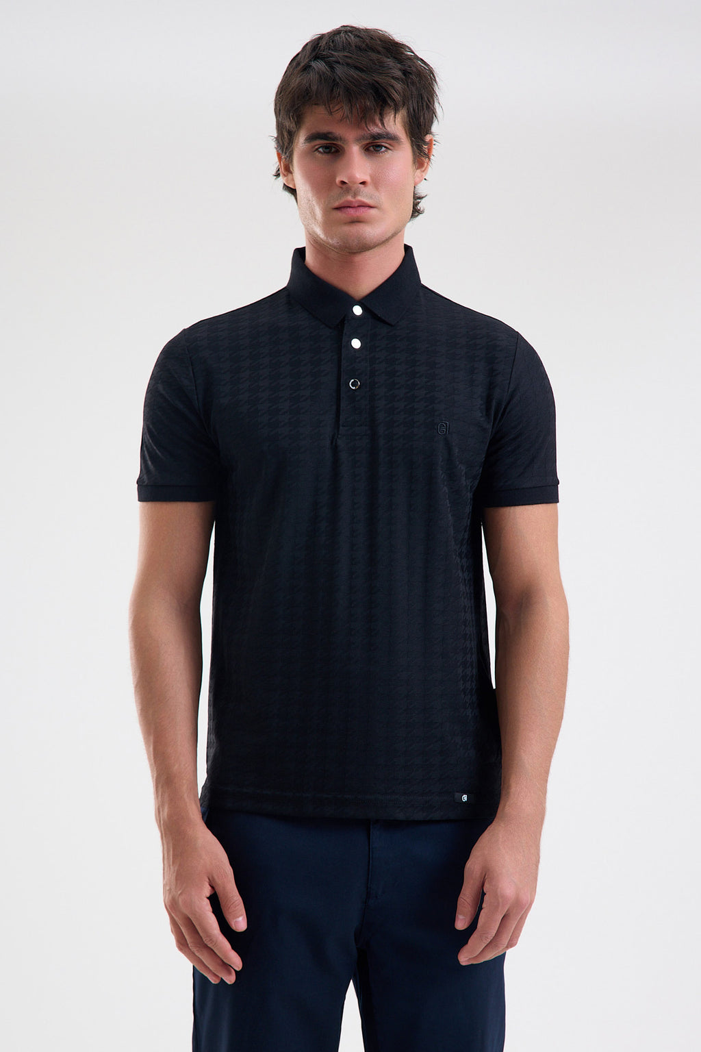 Patterned Microfiber Stretch Polo Shirt