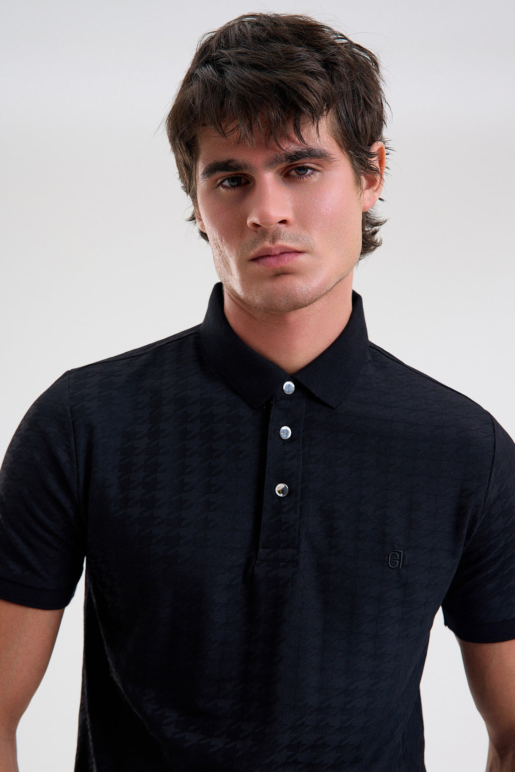 Patterned Microfiber Stretch Polo Shirt