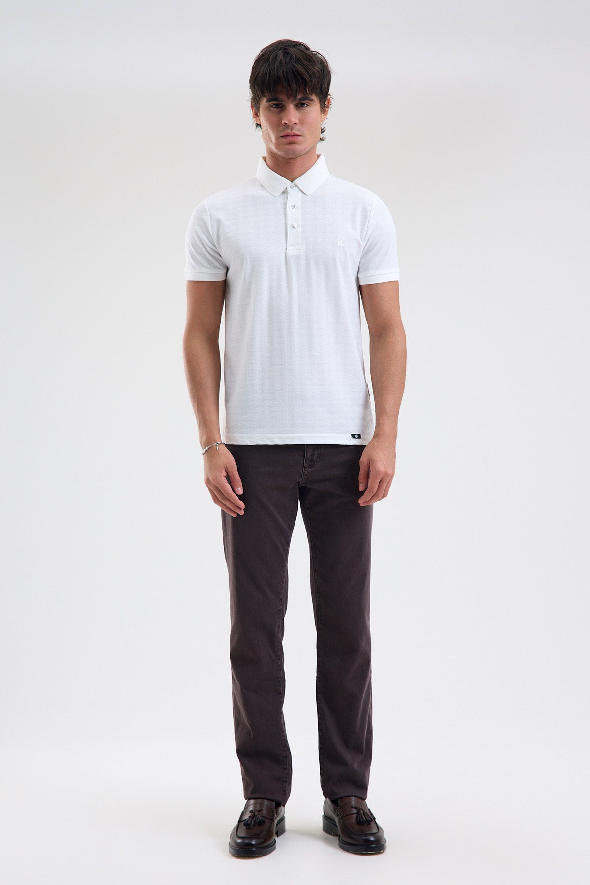 Patterned Microfiber Stretch Polo Shirt