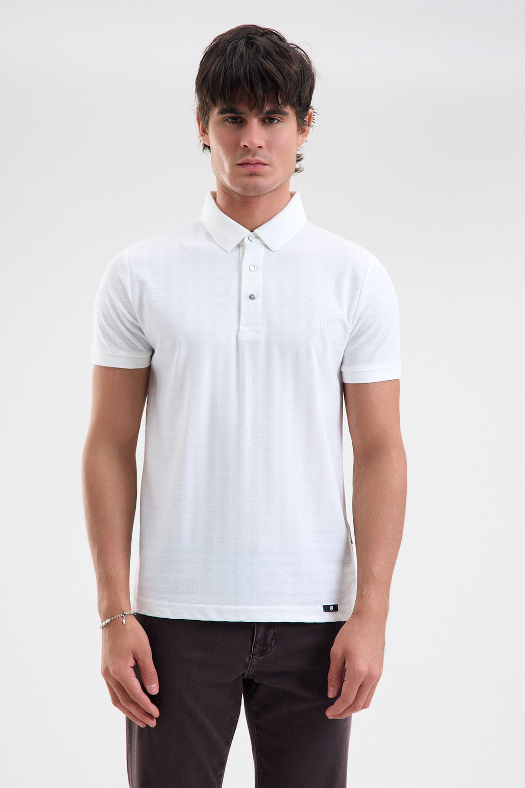Patterned Microfiber Stretch Polo Shirt