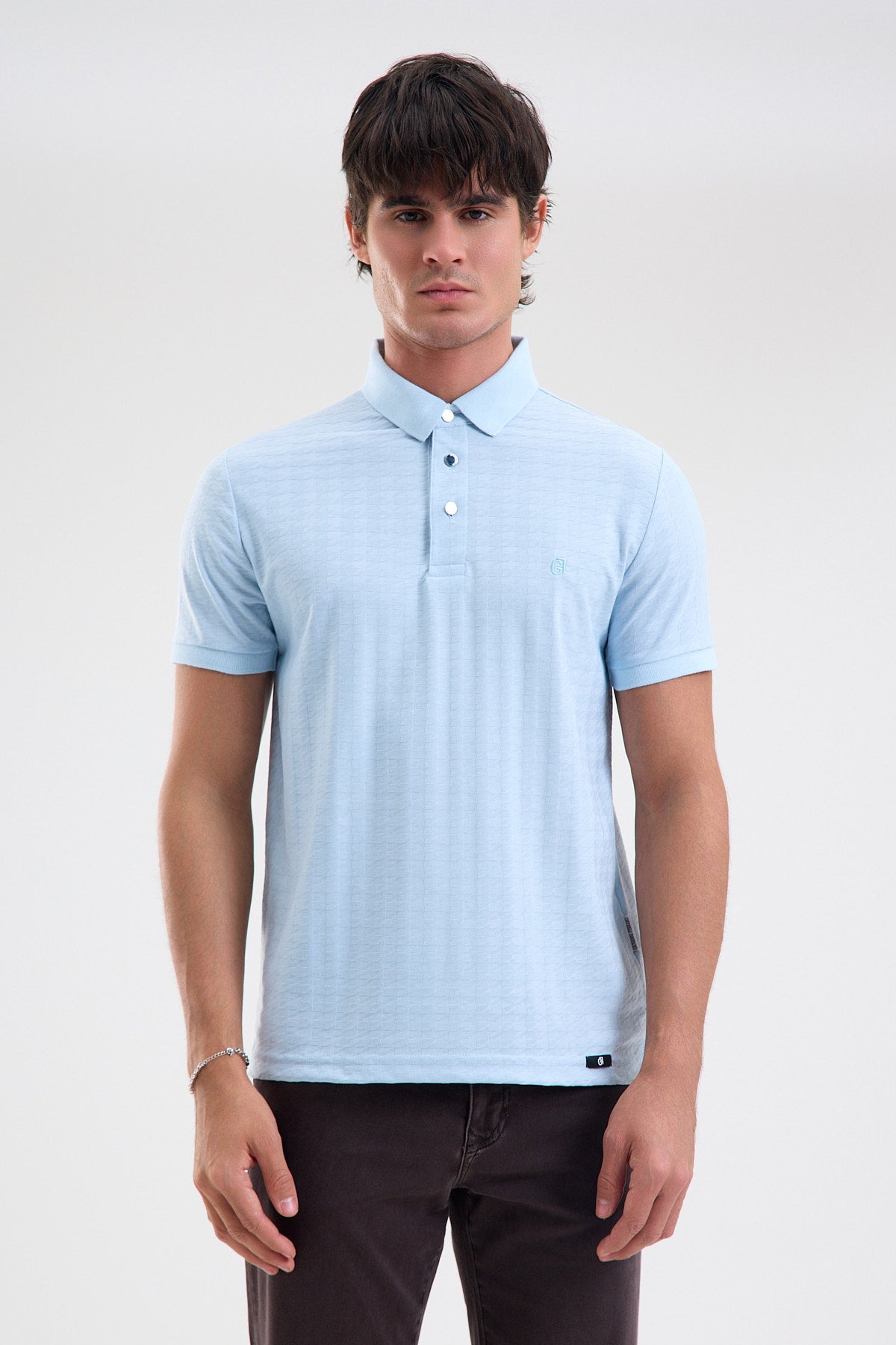 Patterned Microfiber Stretch Polo Shirt