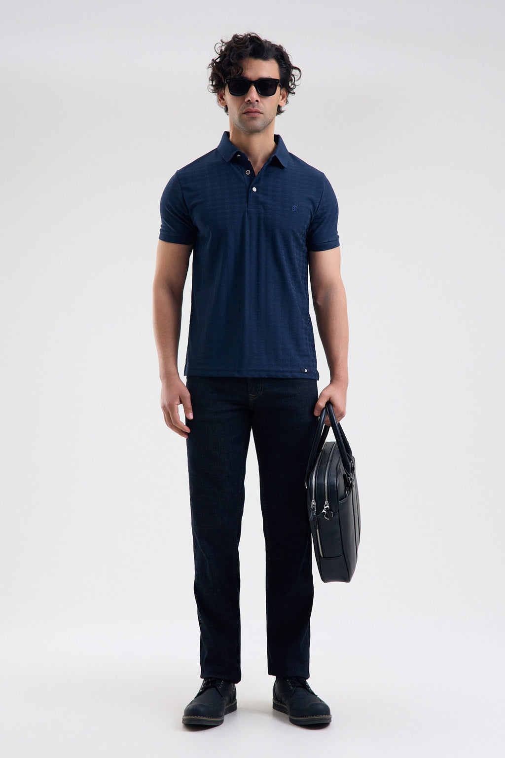 Patterned Microfiber Stretch Polo Shirt