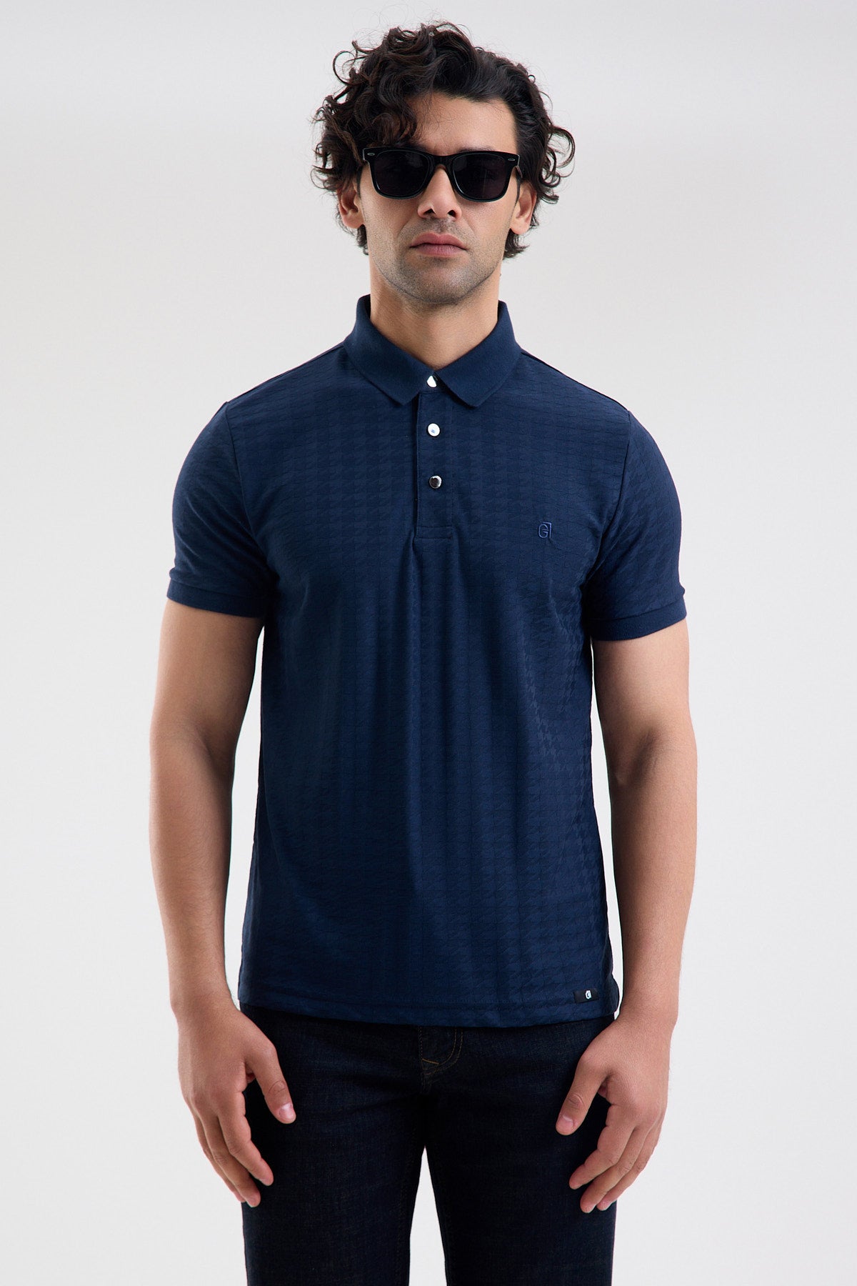 Patterned Microfiber Stretch Polo Shirt