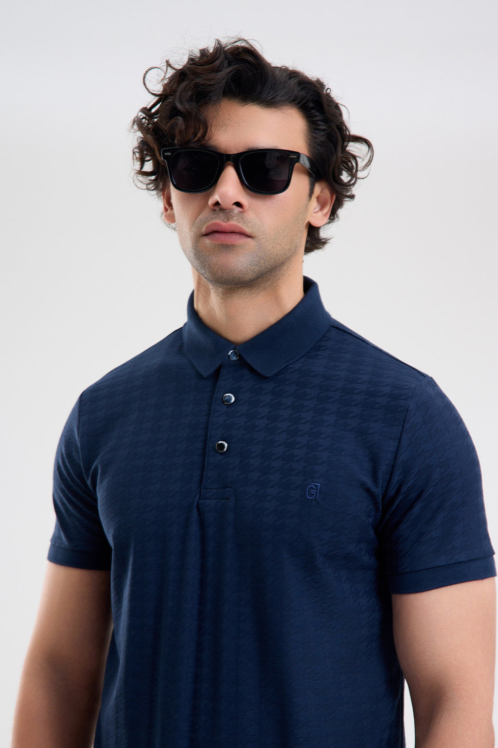 Patterned Microfiber Stretch Polo Shirt
