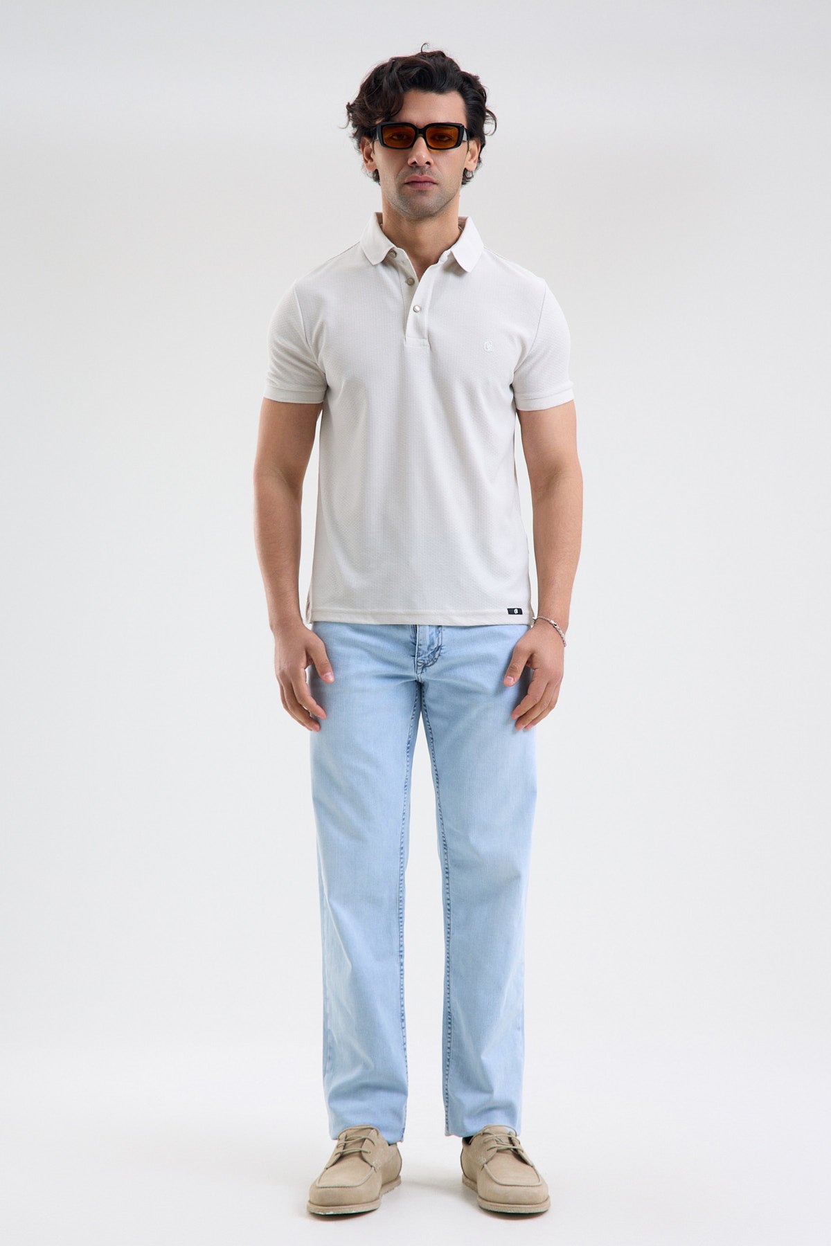 Textured Microfiber Stretch Polo Shirt