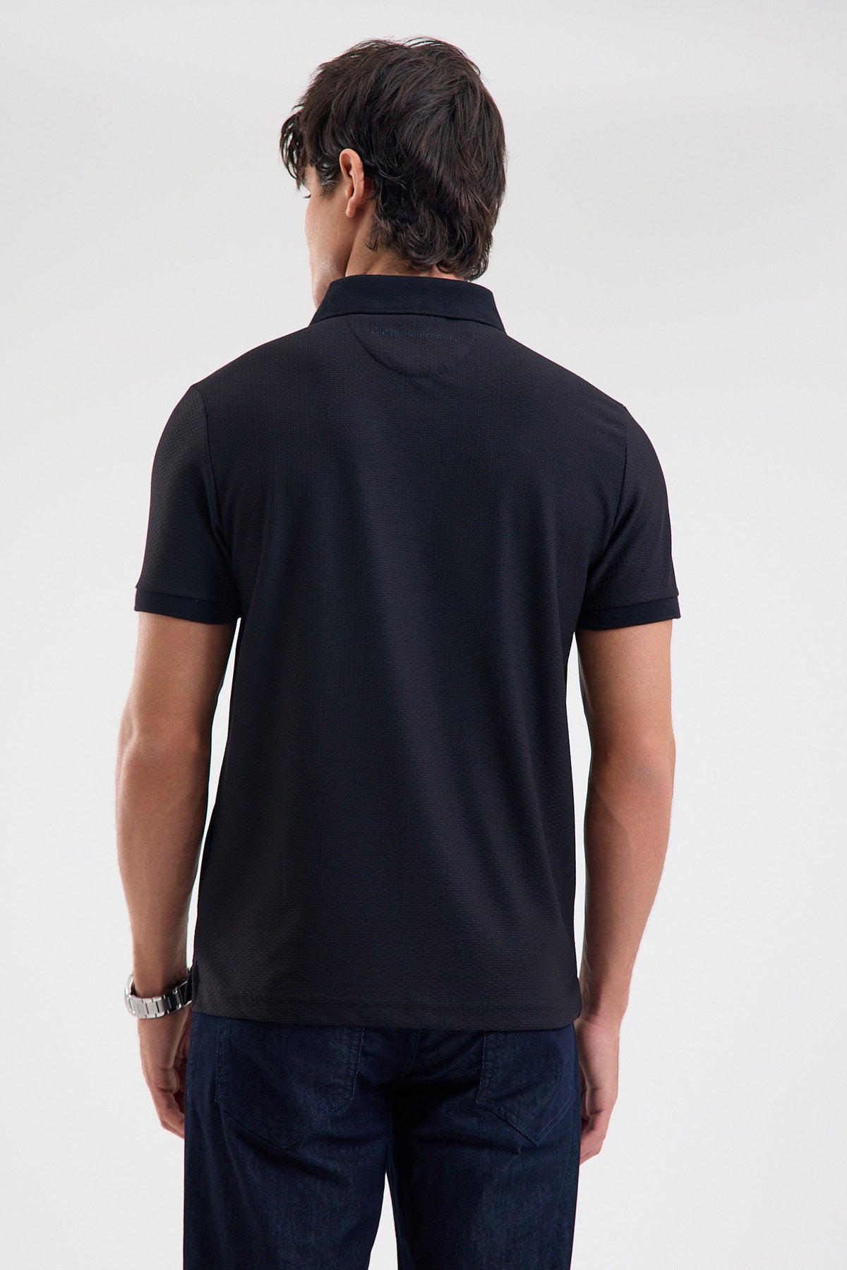 Textured Microfiber Stretch Polo Shirt
