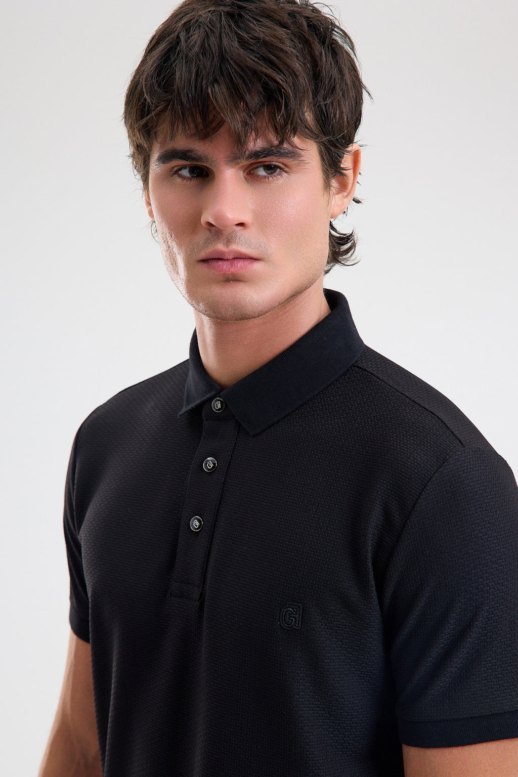 Textured Microfiber Stretch Polo Shirt