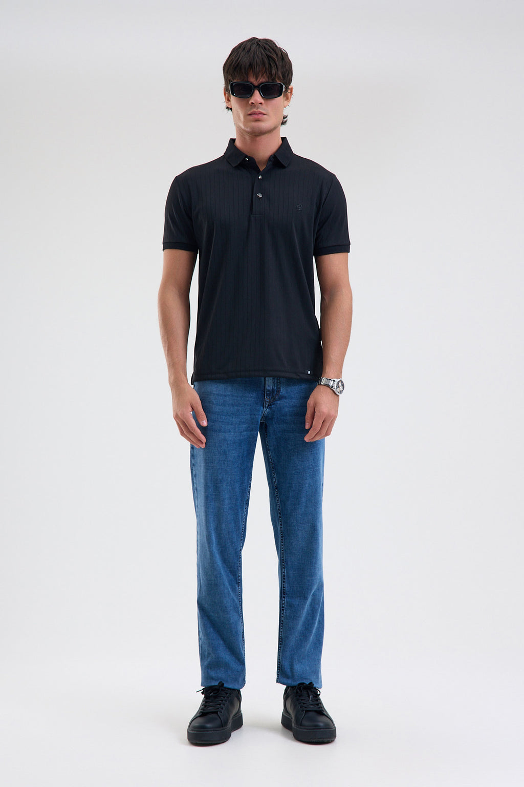 Textured Microfiber Stretch Polo Shirt