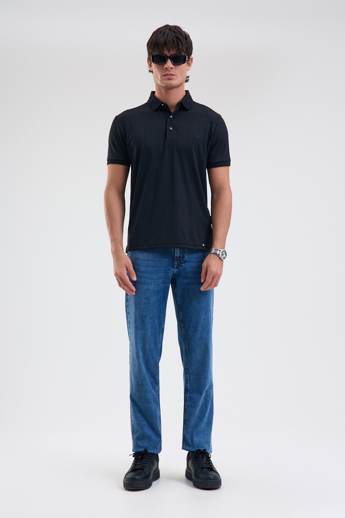 Textured Microfiber Stretch Polo Shirt