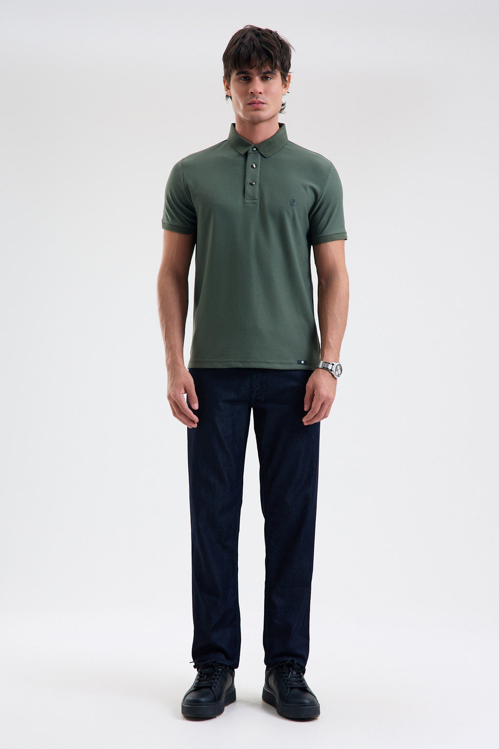 Textured Microfiber Stretch Polo Shirt