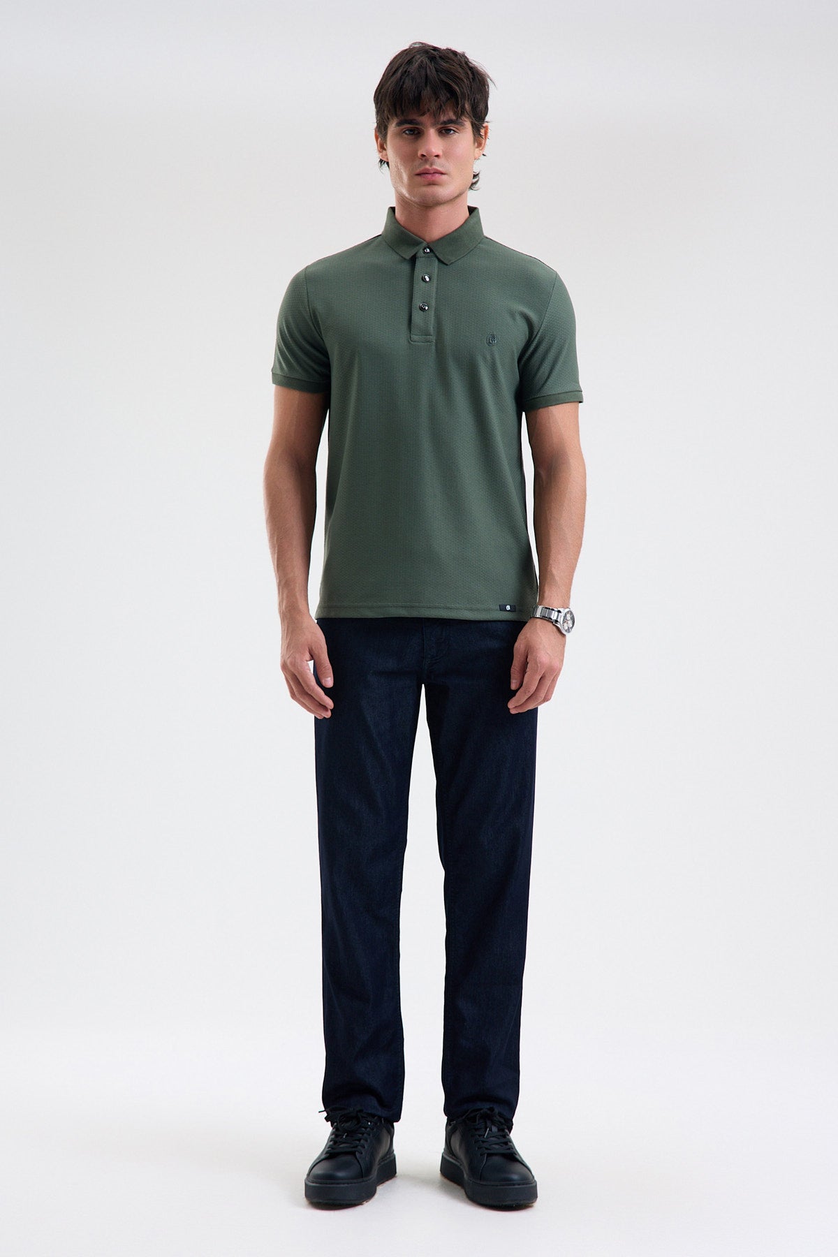 Textured Microfiber Stretch Polo Shirt