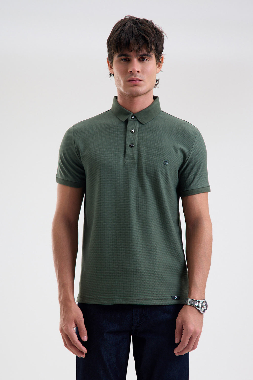 Textured Microfiber Stretch Polo Shirt