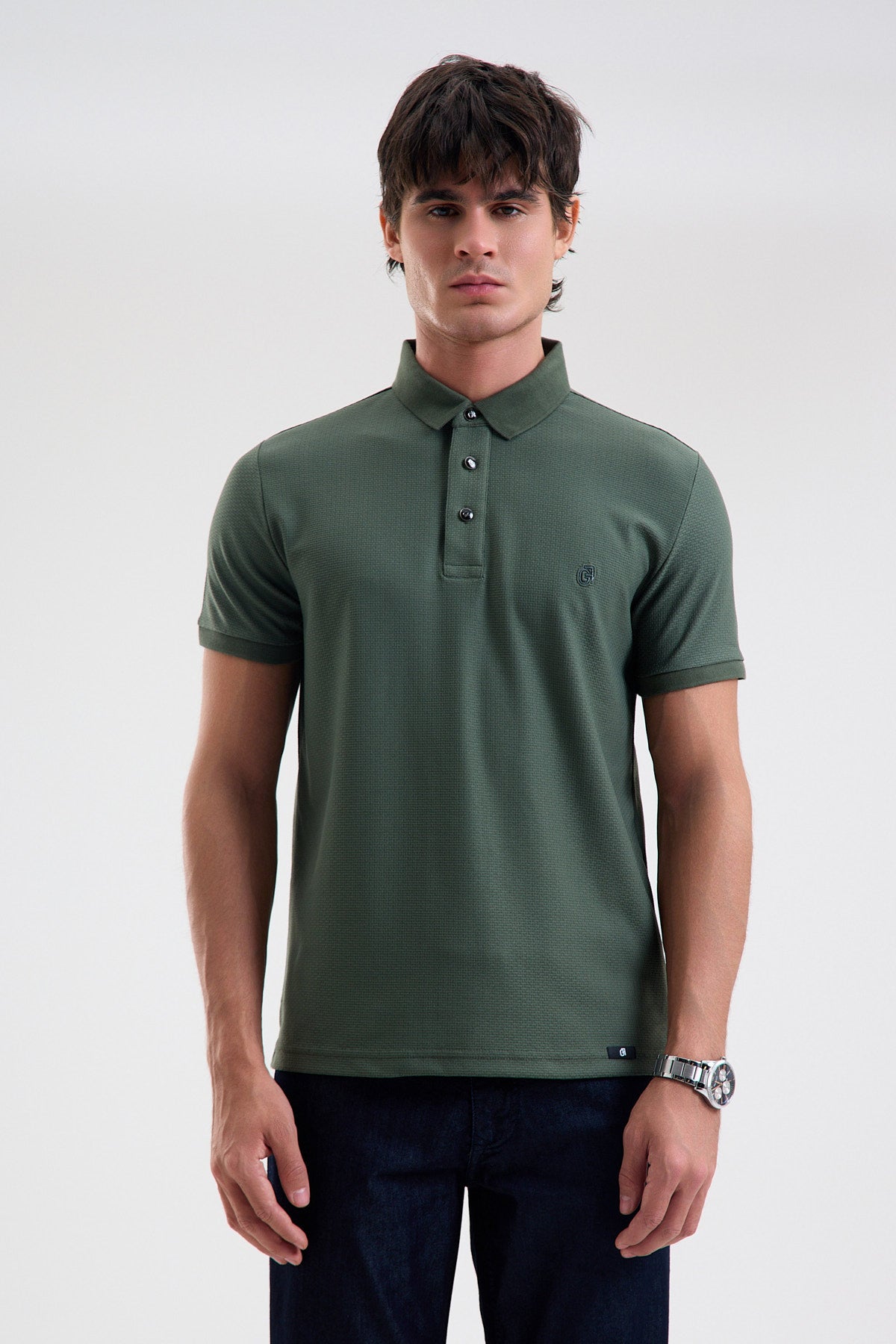 Textured Microfiber Stretch Polo Shirt