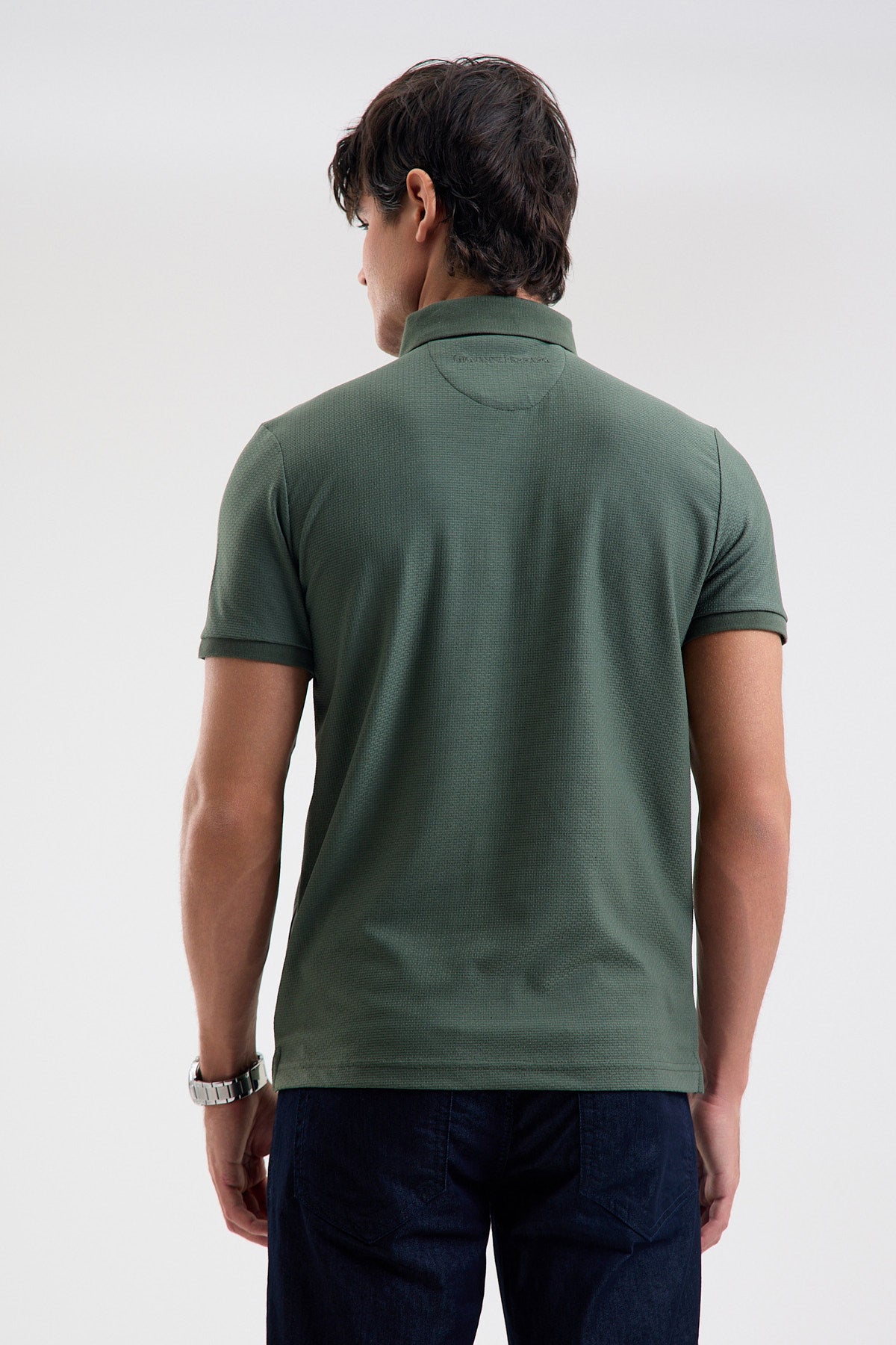 Textured Microfiber Stretch Polo Shirt