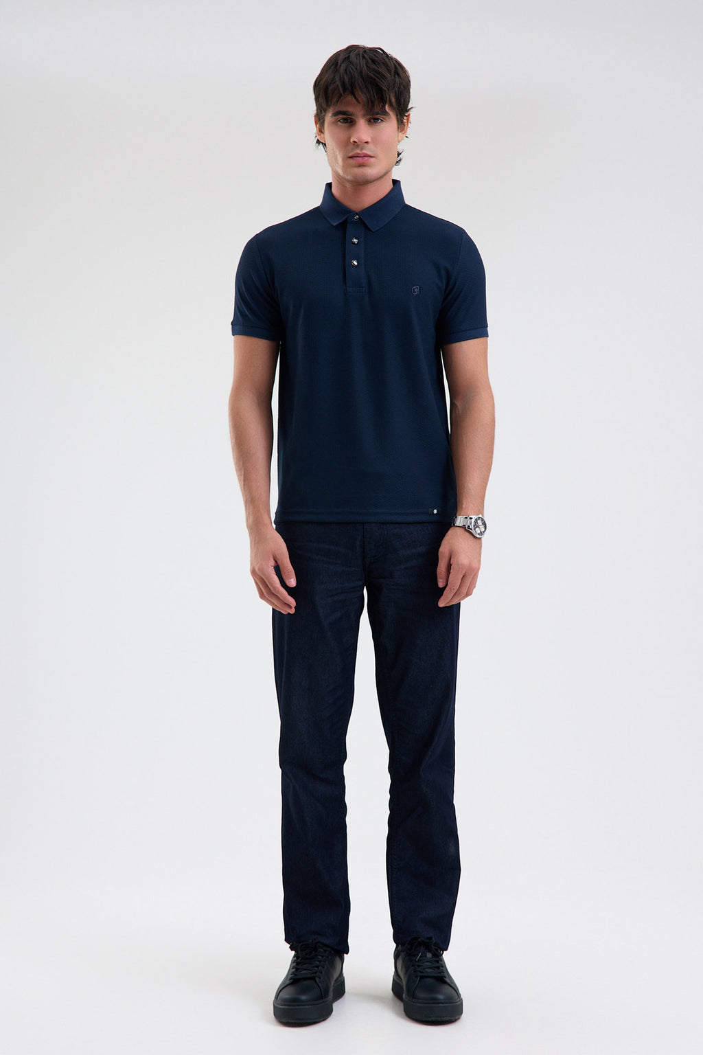 Textured Microfiber Stretch Polo Shirt