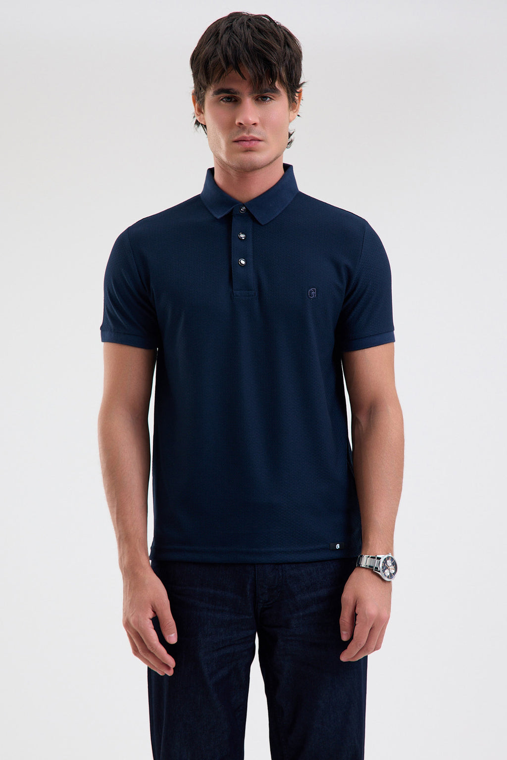 Textured Microfiber Stretch Polo Shirt