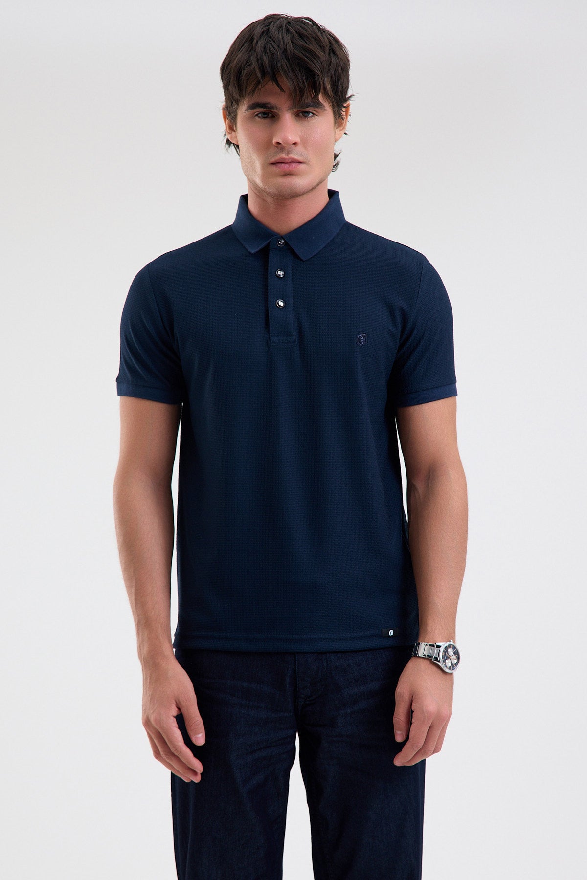 Textured Microfiber Stretch Polo Shirt