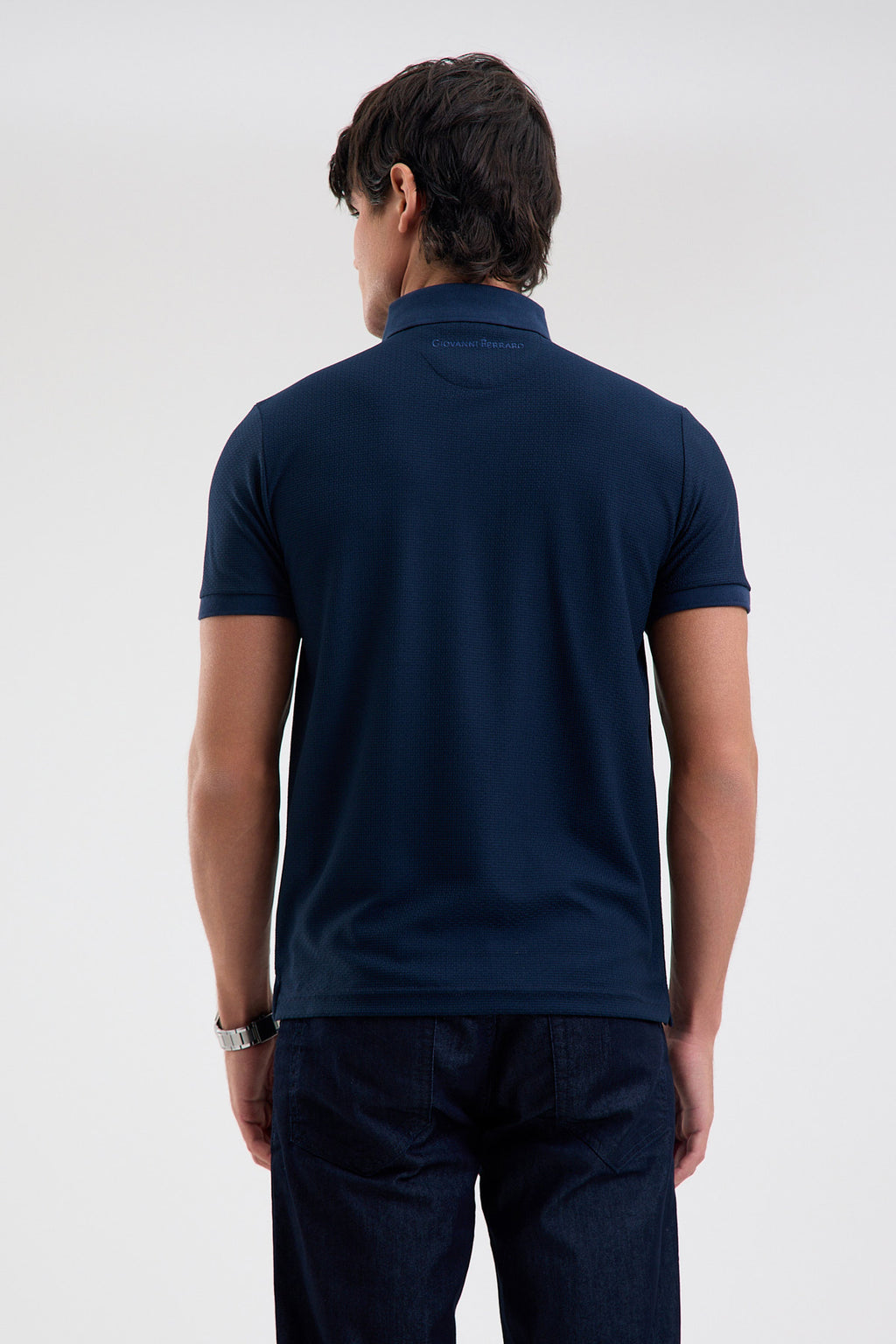 Textured Microfiber Stretch Polo Shirt