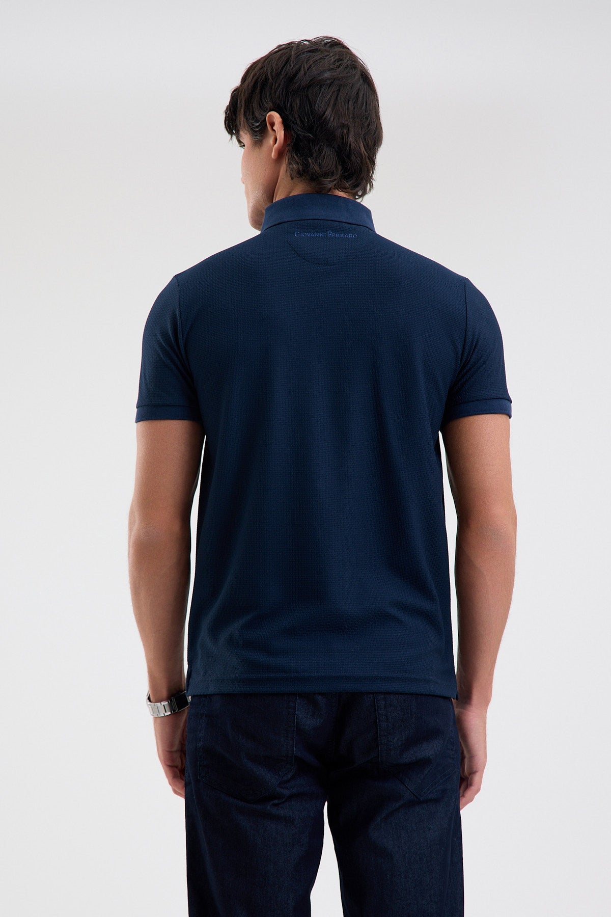 Textured Microfiber Stretch Polo Shirt